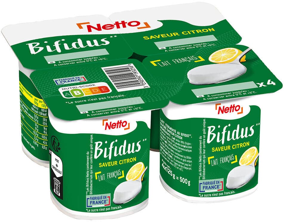 Netto Bifidus citron 4x125g packshot