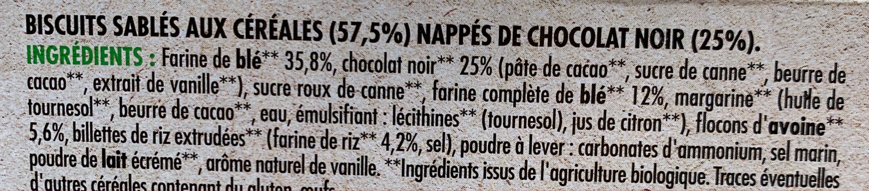 Chabrior Sablé céréales nappés chocolat noir BIO - 180g packshot