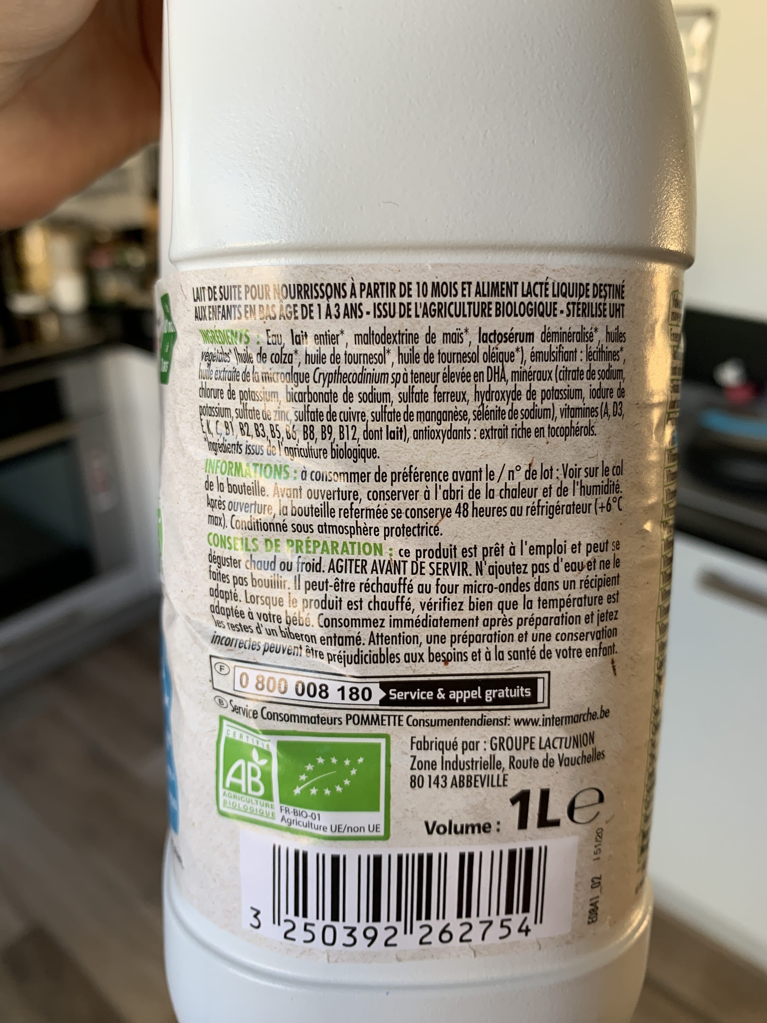 Pommette Lait de croissance BIO 1L packshot