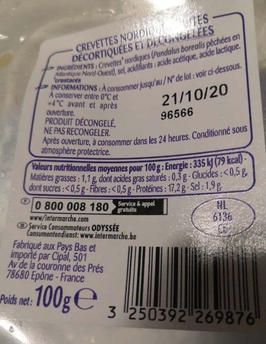 Intermarché Crevettes nordiques décortiquées cuites - 100g packshot