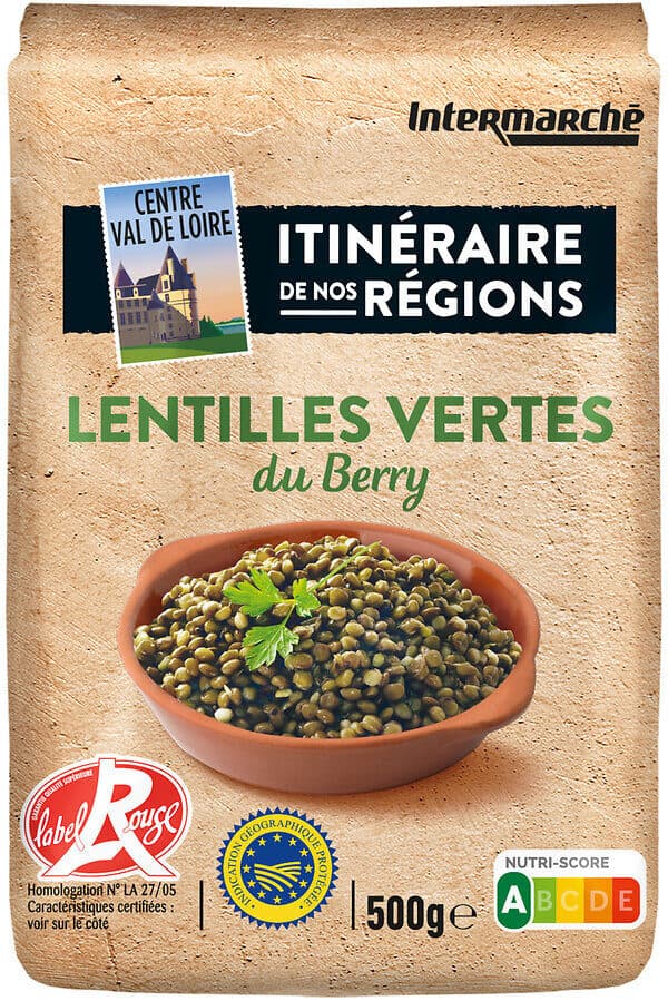 Itineraire des saveurs Lentille verte du berry label rouge 500g packshot