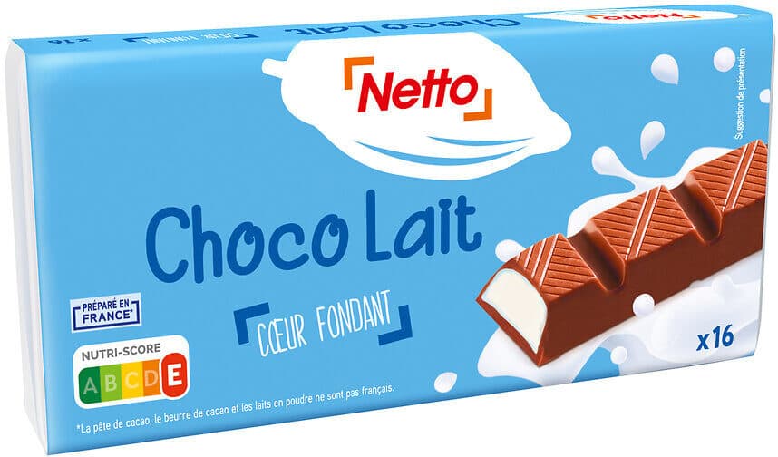 Netto Barres chocolat au lait fourrée lait - 200g packshot