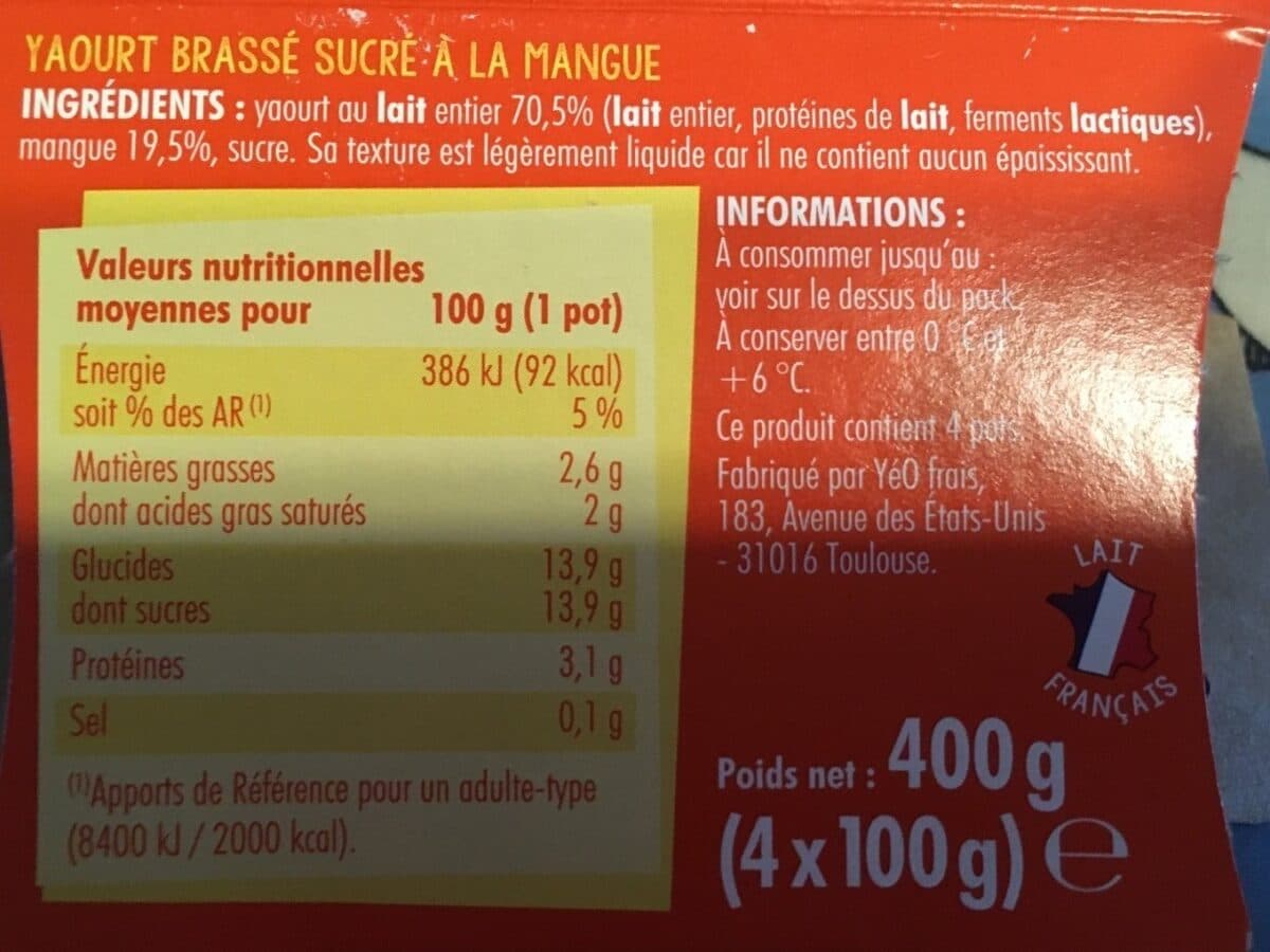 Pâturages L'Essentiel - Yaourt Mangue packshot