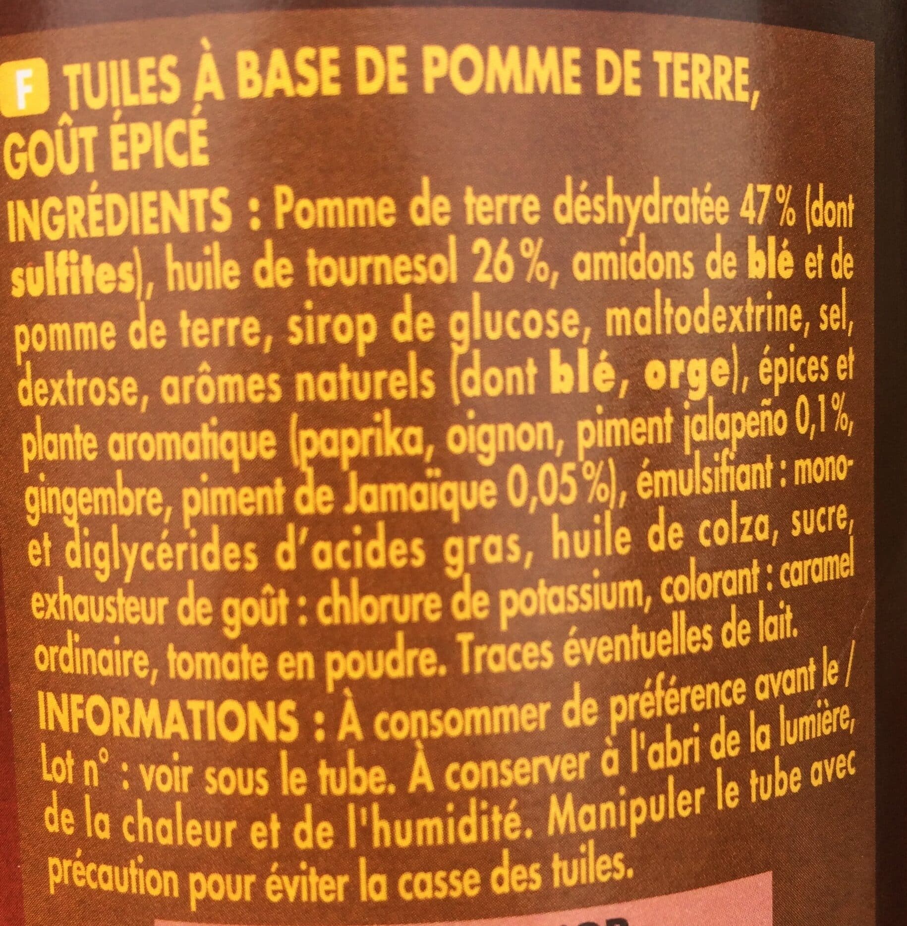 Bouton d'or Tuiles saveur épicée 170g packshot
