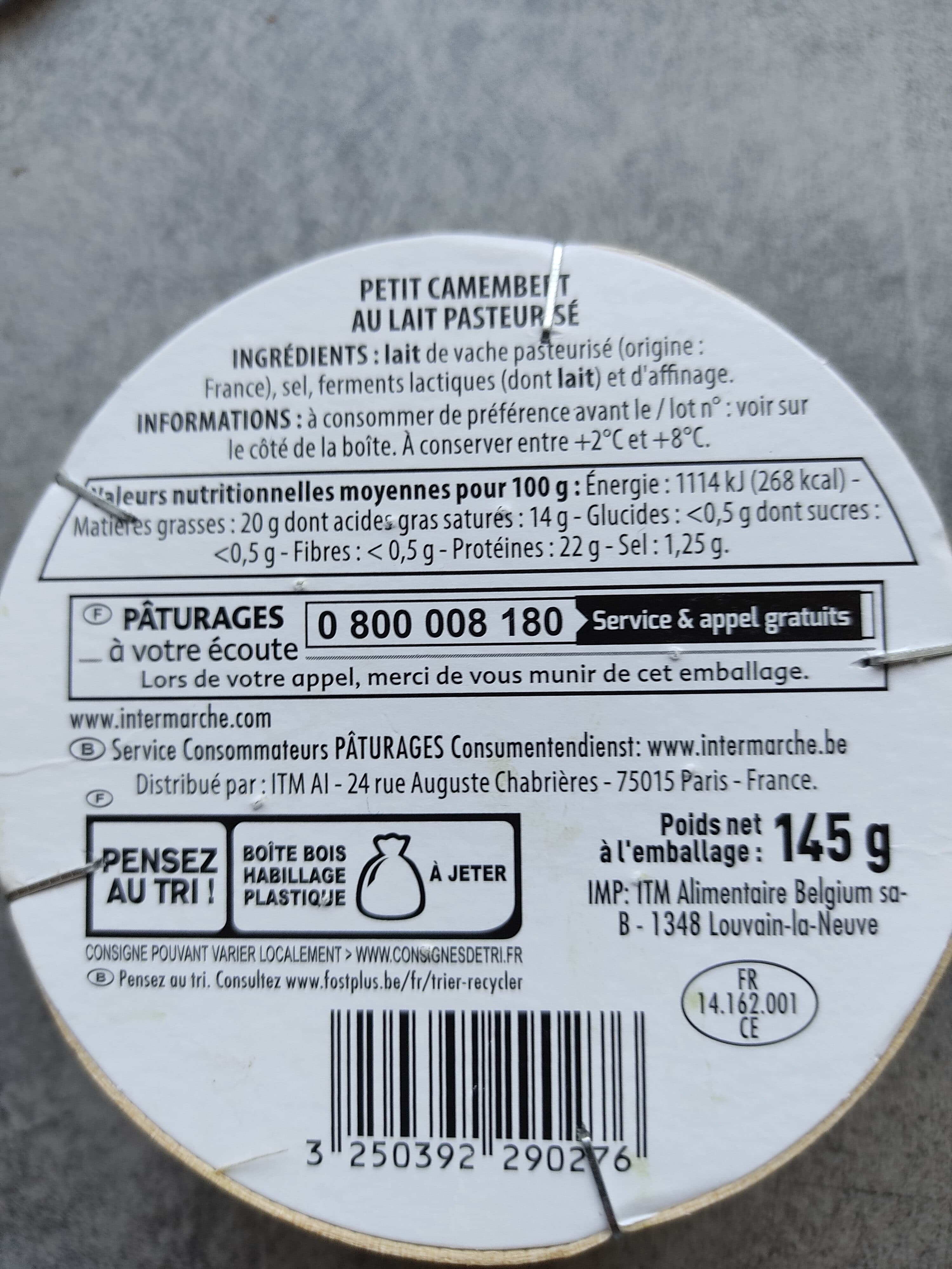 pâturages Petit camembert lp 145g packshot