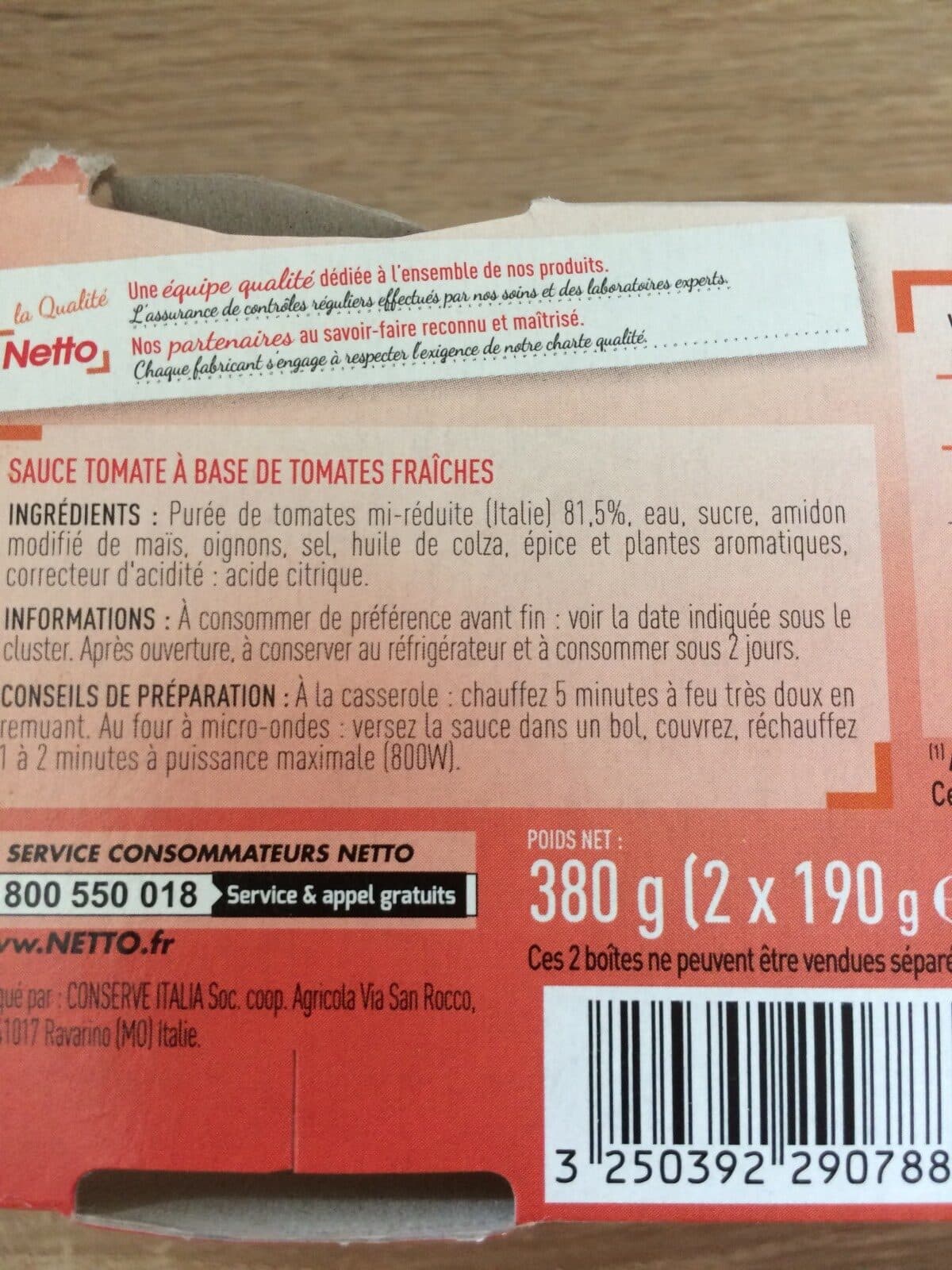 Netto Netto sauce tomates 190g packshot