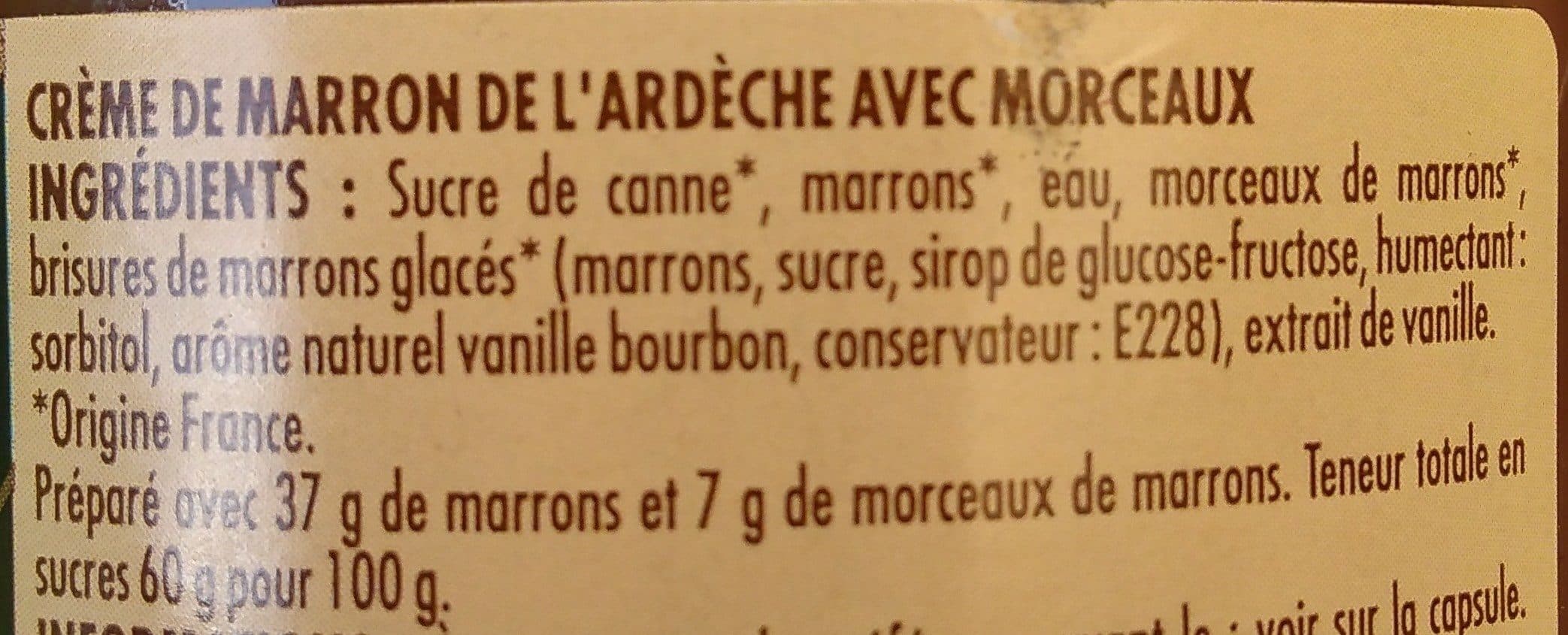 Itineraire de nos regions CREME de marrons de l'Ardèche 37% avec morceaux packshot