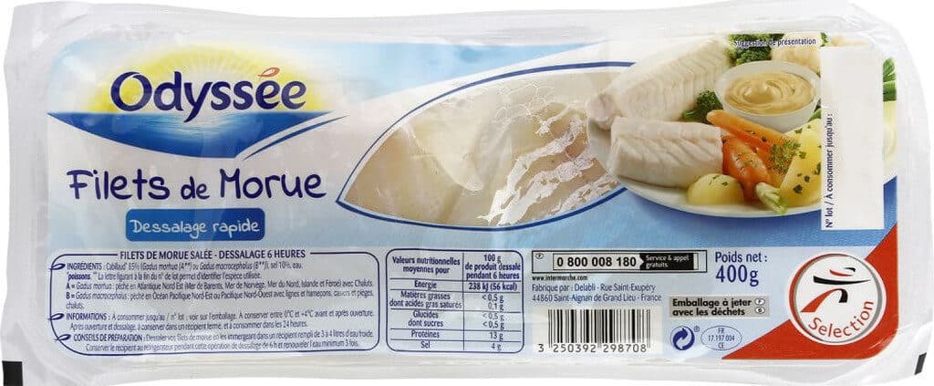 Odyssee Filets de morue salée (6 heures) - 400g packshot
