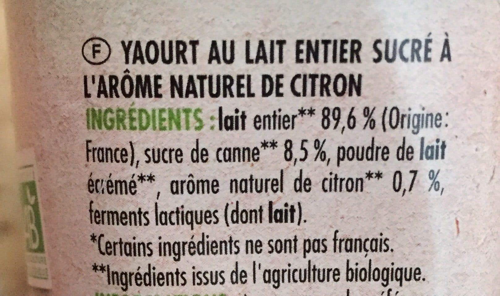 Pâturages Yaourt étuvé bio citron 4x125g packshot