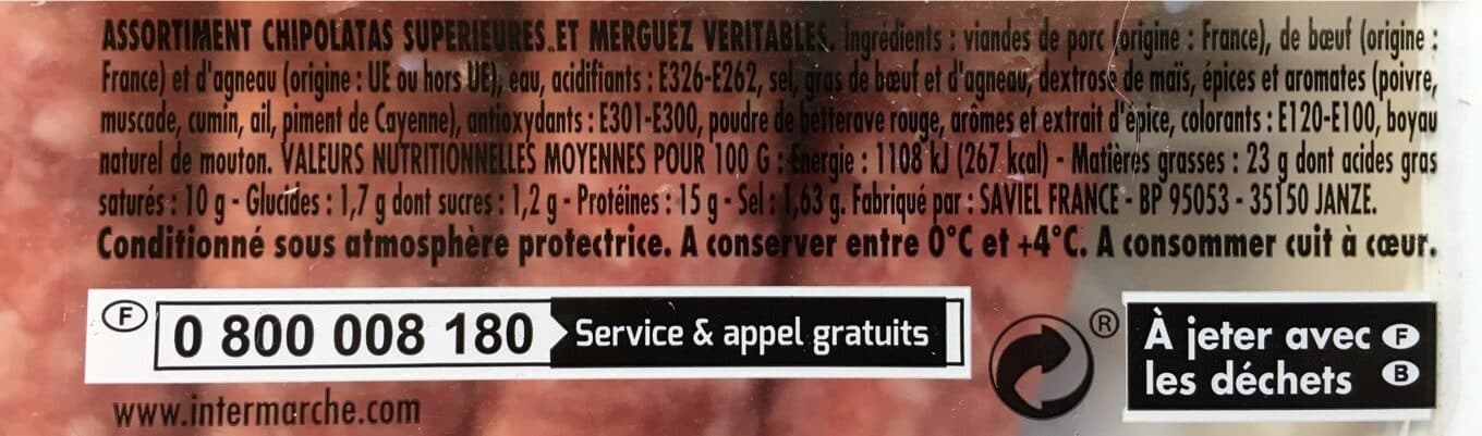 Jean Rozé Jean Rozé Chipolatas SUPERIEURES et merguez VERITABLES la barquette de 12 packshot