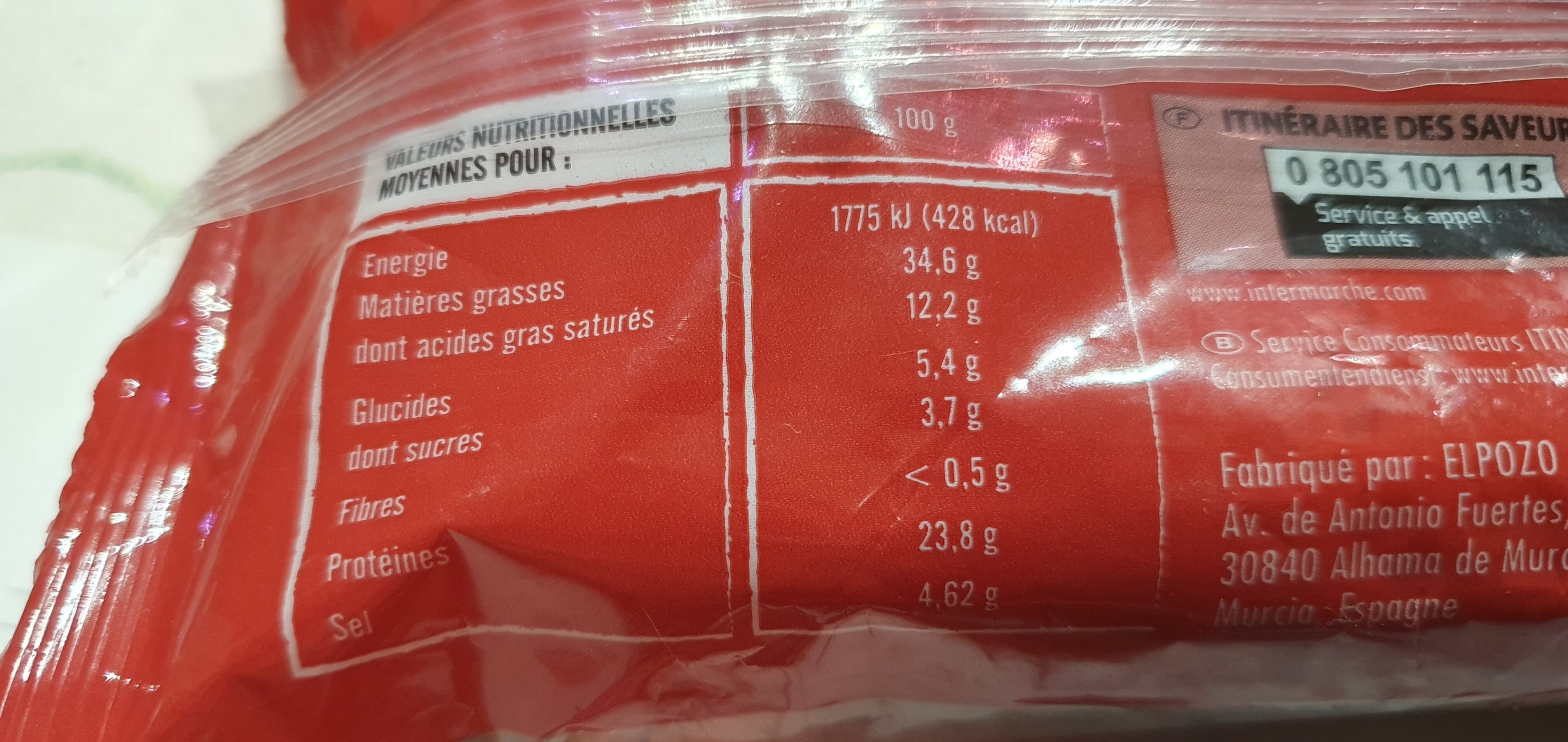 Intermarché CHORIZO COURBE 200g DOUX packshot