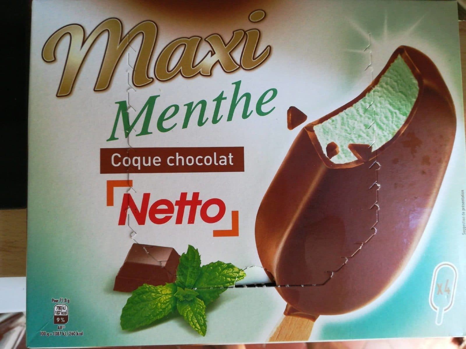 Netto Maxi menthe (G) enrobage chocolat au lait x4 - 100mL packshot