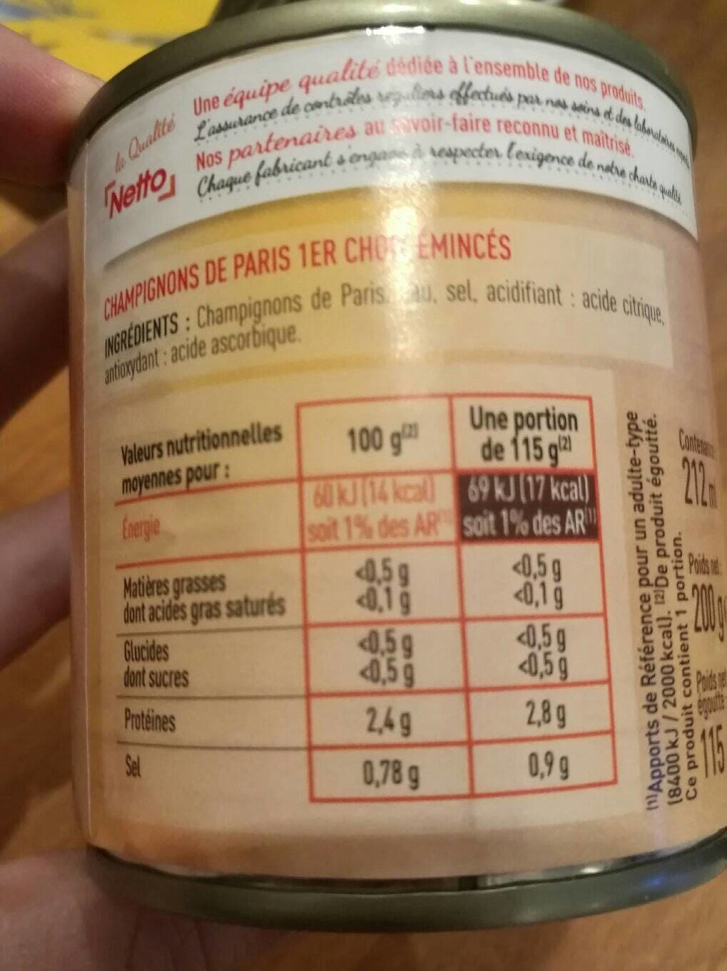 Netto Champignons émincés - 3x1/4 packshot