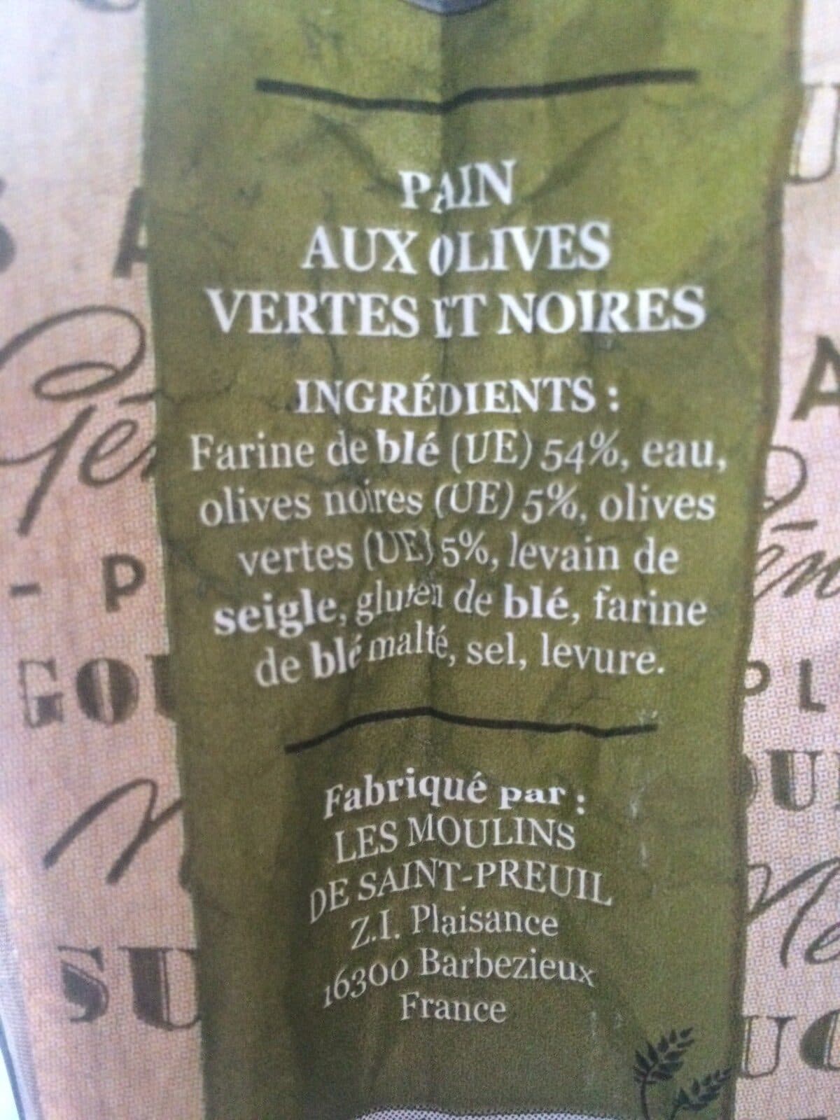 Intermarché Pain olives vertes & noires packshot