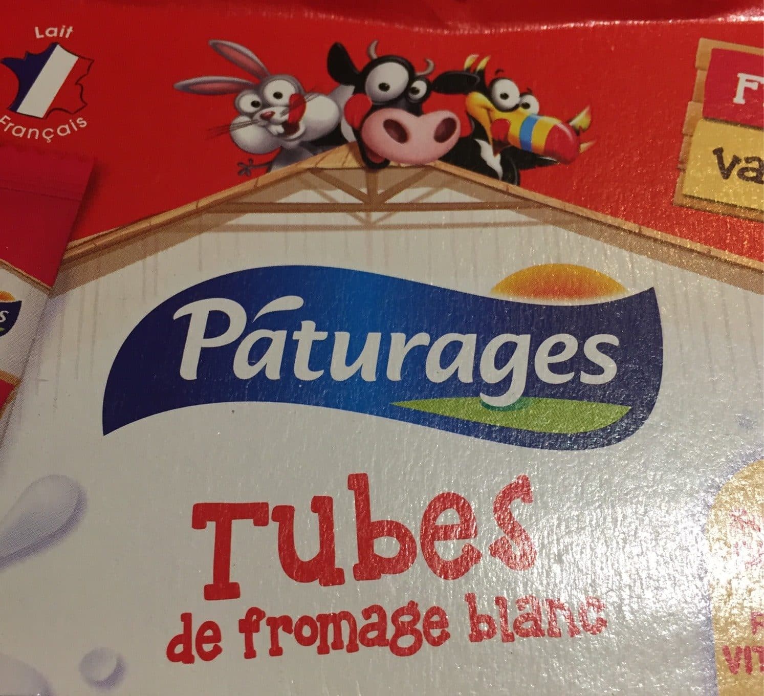 Intermarche Pâturages Fromage blanc fraise vanille les 12 tubes de 40 g packshot