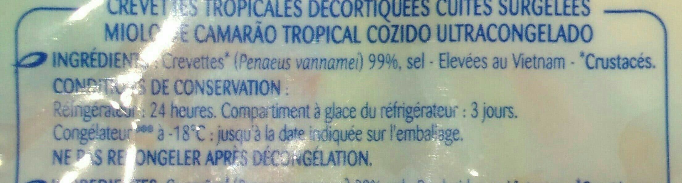 Odyssée Crevettes tropicales décortiquées cuites ASC - 200g calibre 45-55/lbs packshot