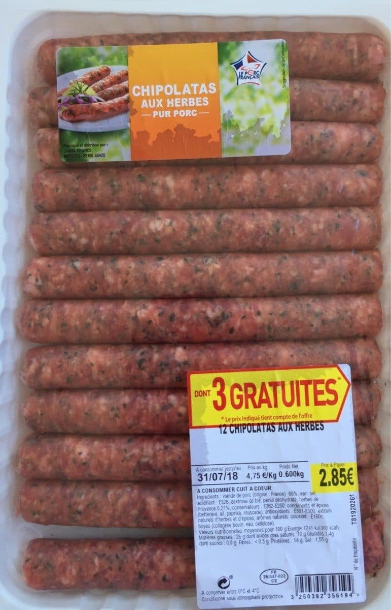 Open Food Facts Chipolatas aux herbes packshot