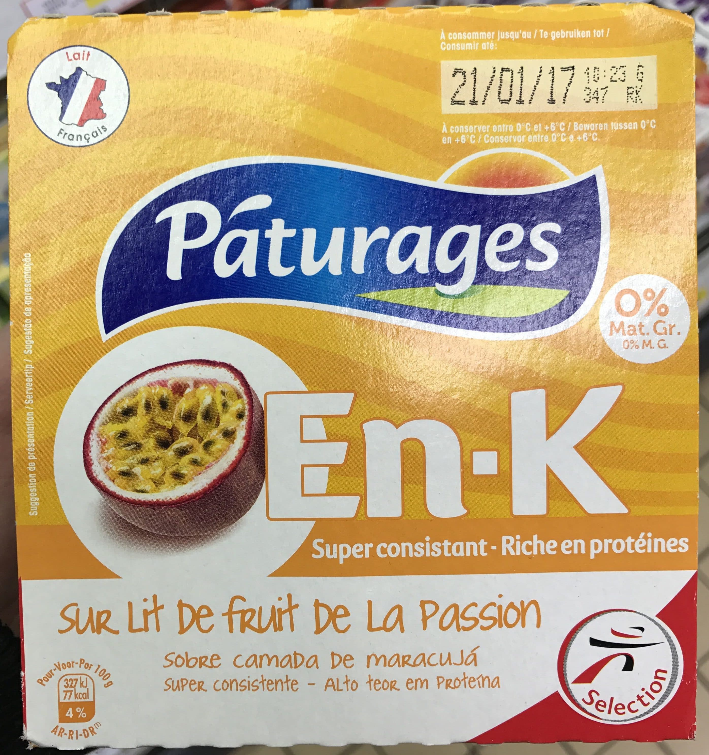 Pâturages En-K sur lit de fruit de la passion 0% packshot