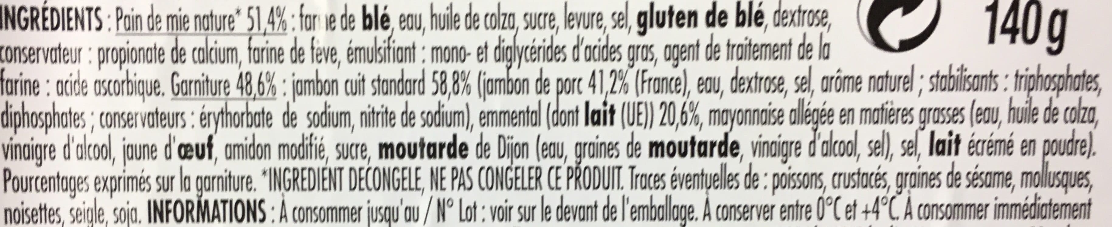 Les Mousquetaires Sandwich club Duo - Jambon Emmental Mayo x2 - Pain Blanc - 140g packshot