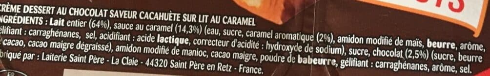 Intermarché Pâturages Crème dessert saveur choco peanuts les 4 pots de 115 g packshot