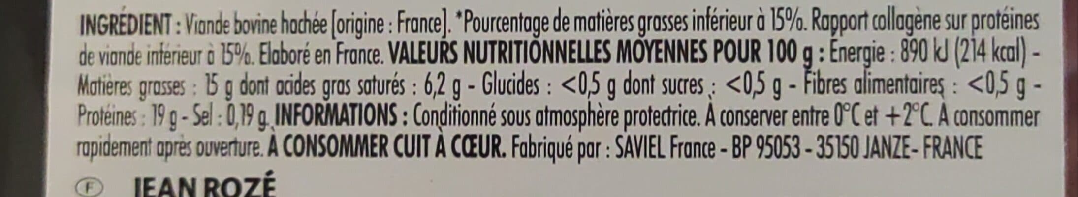 Jean Rozé Steaks Hachés Façon Bouchère Pur Bœuf 15% MG packshot