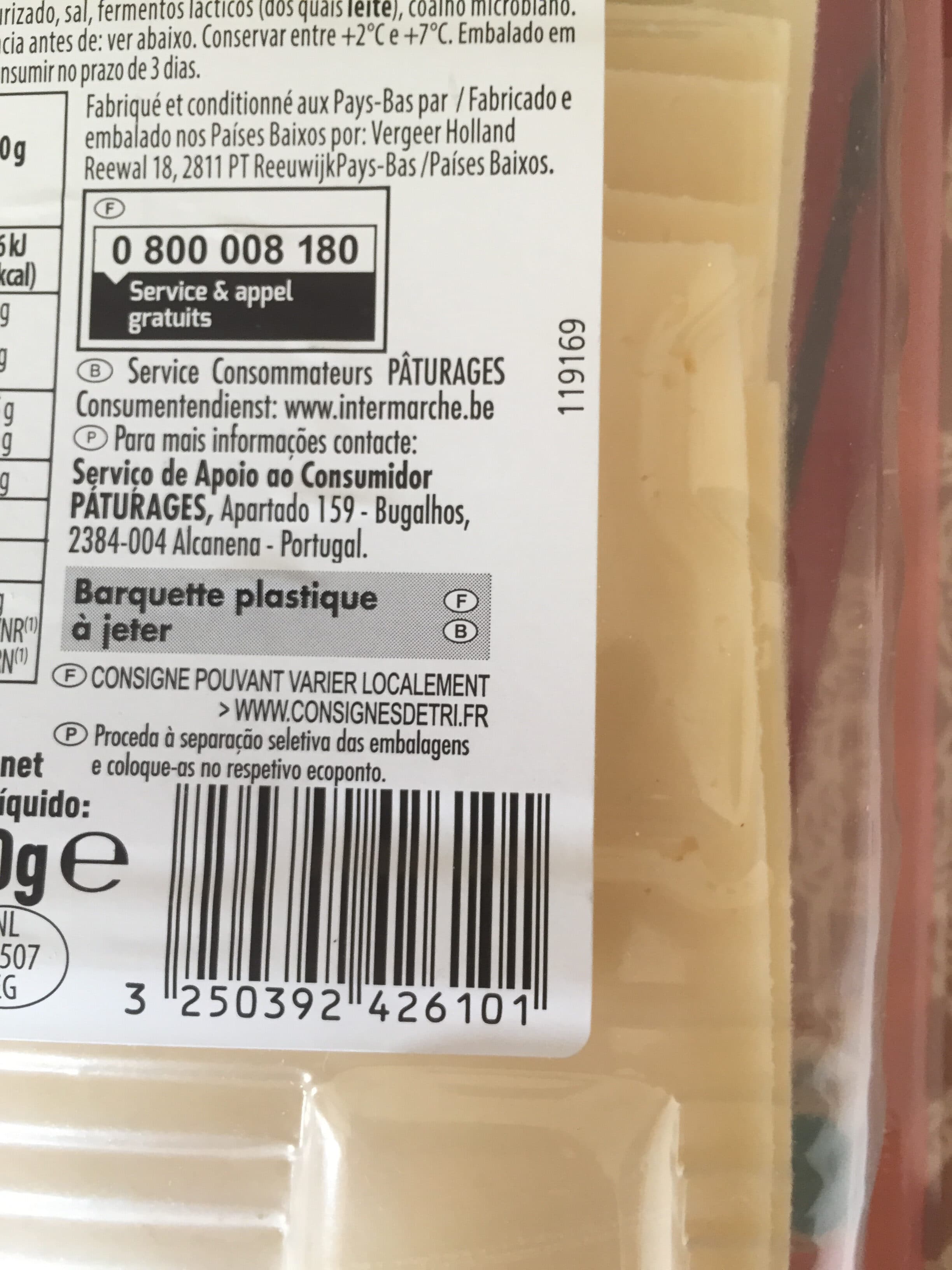 Pâturages Edam tranche 200g packshot
