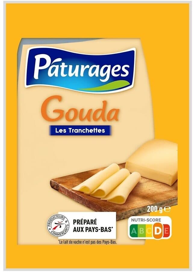 Paturages Gouda tranche 200g packshot