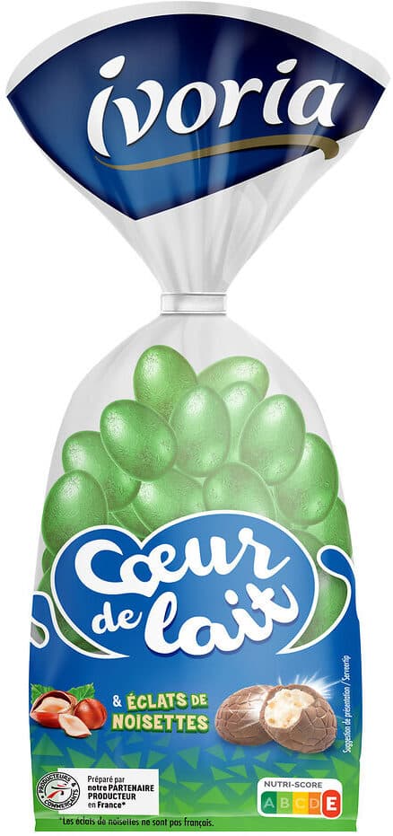 Ivoria Sachet petits œufs fun fourrage lait et éclats de noisettes - 200g packshot