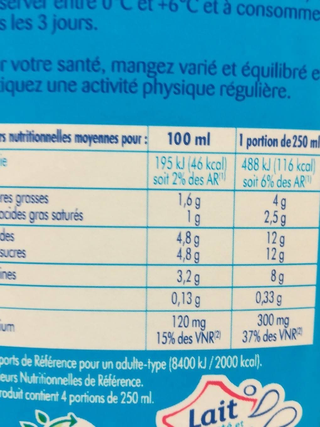 Pâturages Lait demi écrémé packshot