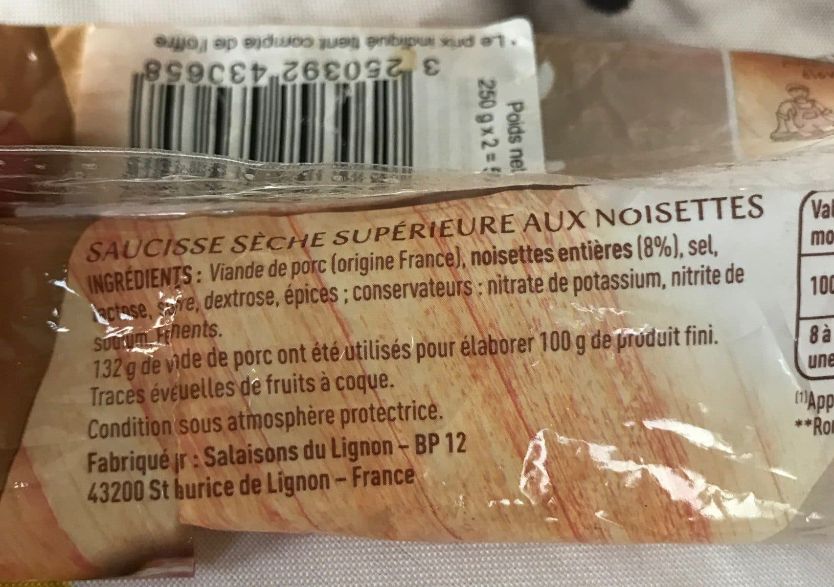 Monique Ranou Saucisse seche aux noisettes packshot