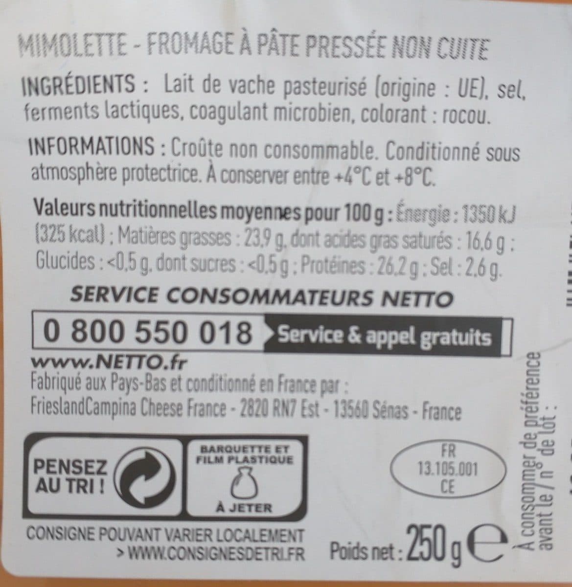 Netto MIMOLETTE PORTION 250g packshot