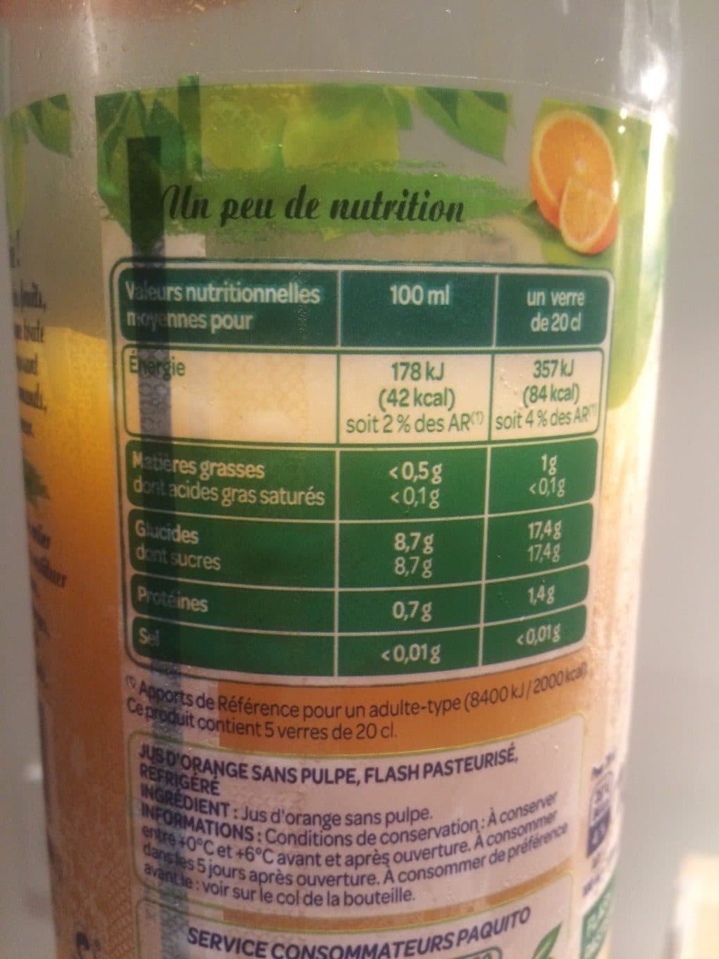 Paquito Pur jus d'orange sans pulpe pet 1l packshot
