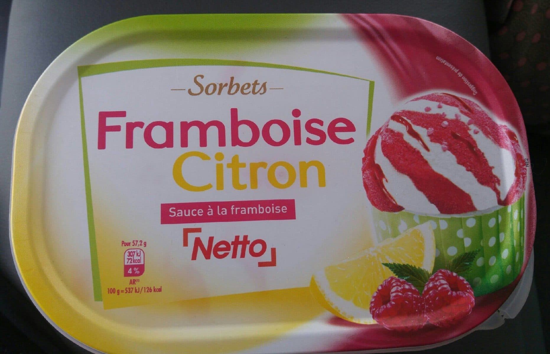 Netto Sorbet Framboise citron Sauce à la framboise packshot