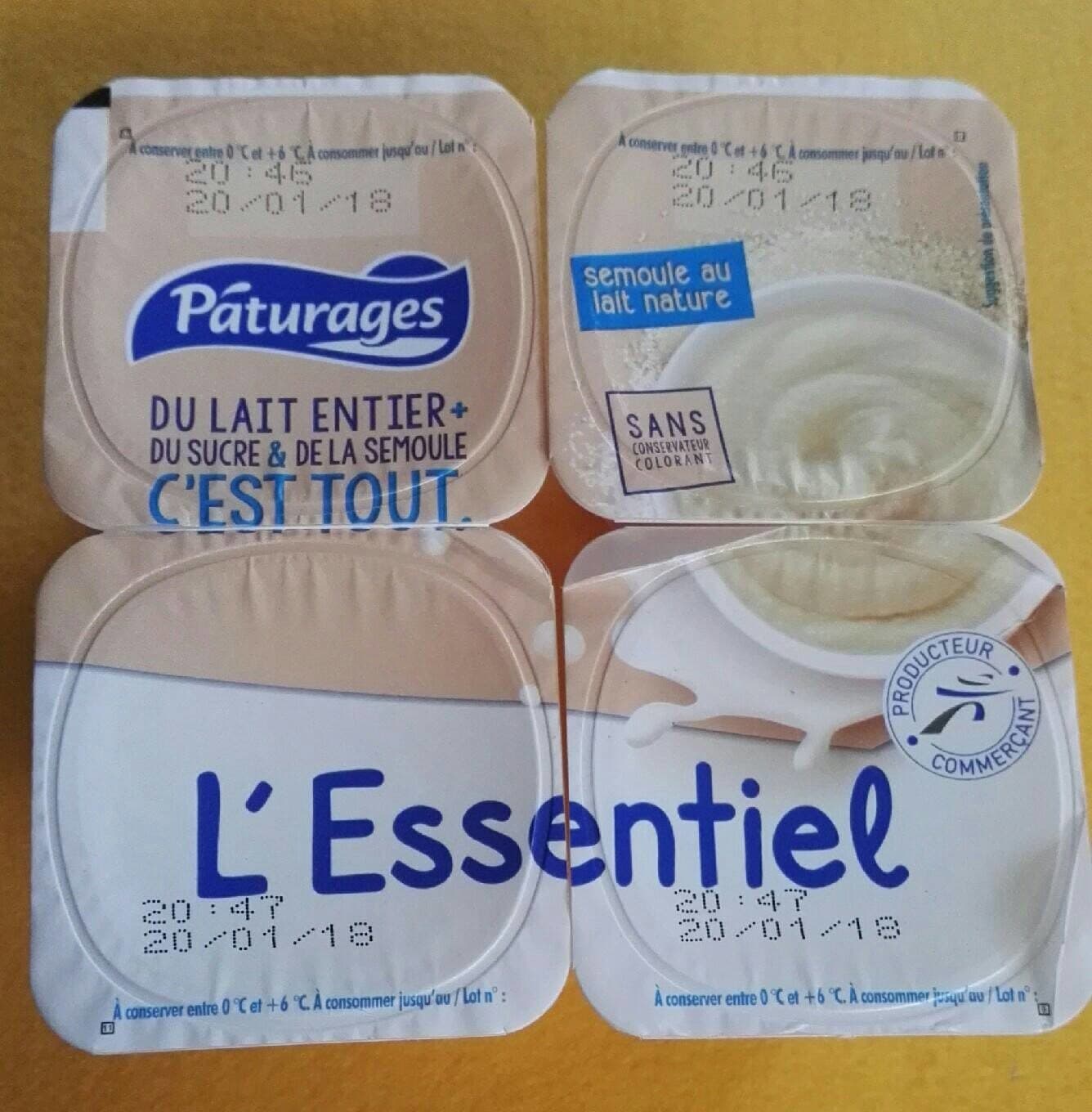 Páturages Semoule au lait nature packshot
