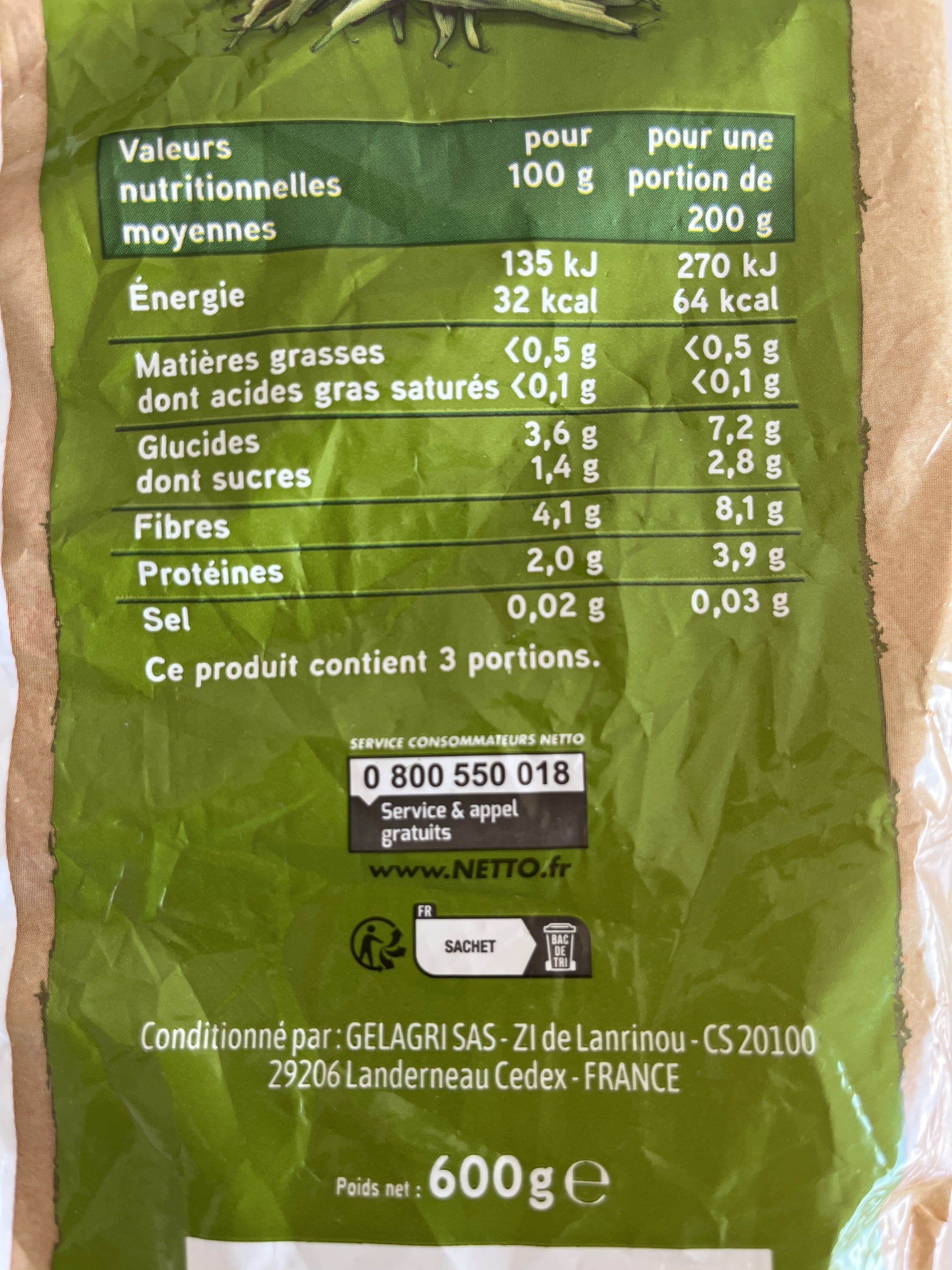 Netto Haricots verts bio 600g packshot