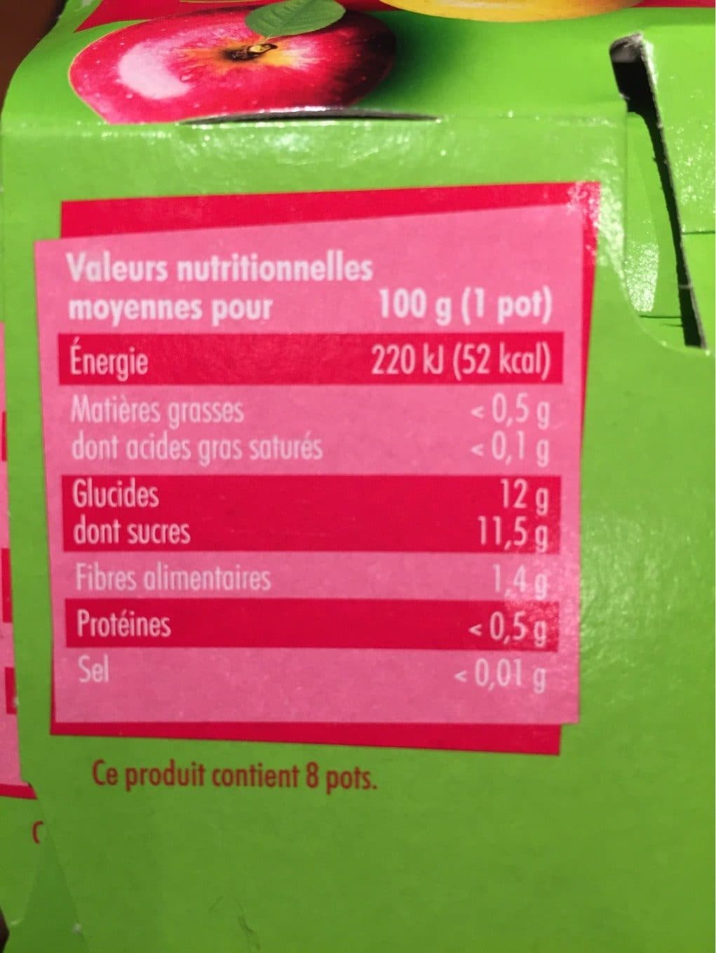 Intermarché Puree de fruits pomme ssa 8x100g packshot