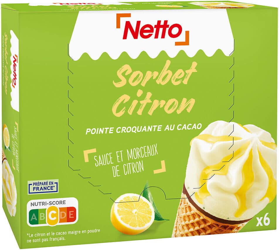 Netto Cône citron (S) sauce au citron et morceaux de citron x6 - 120mL packshot