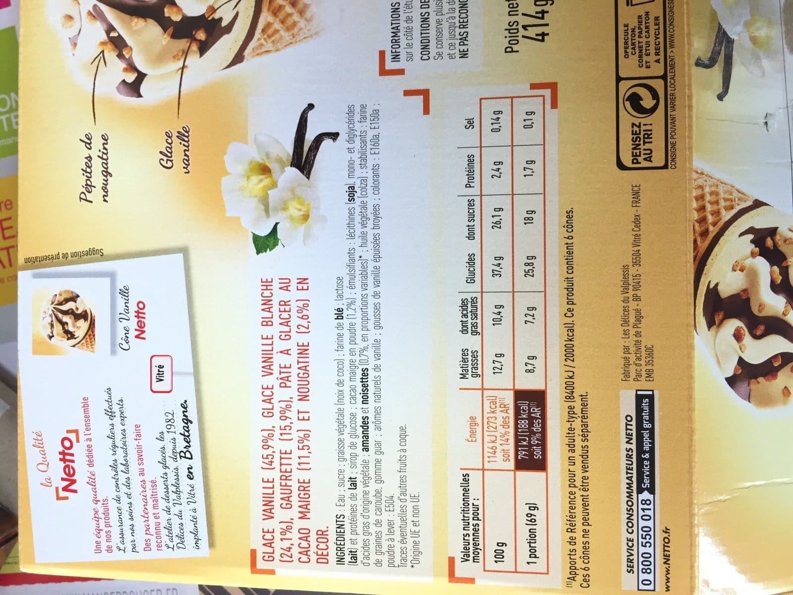 Netto Cône vanille (G) nougatine x6 - 120mL packshot