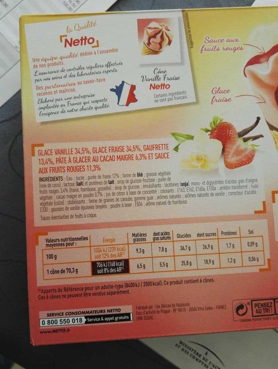 Netto Cône vanille - fraise (G) sauce aux fruits rouges x6 - 120mL packshot