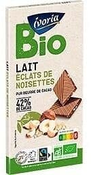 Ivoria Tablette BIO dégustation - Chocolat au lait aux éclats de noisettes - 100g packshot
