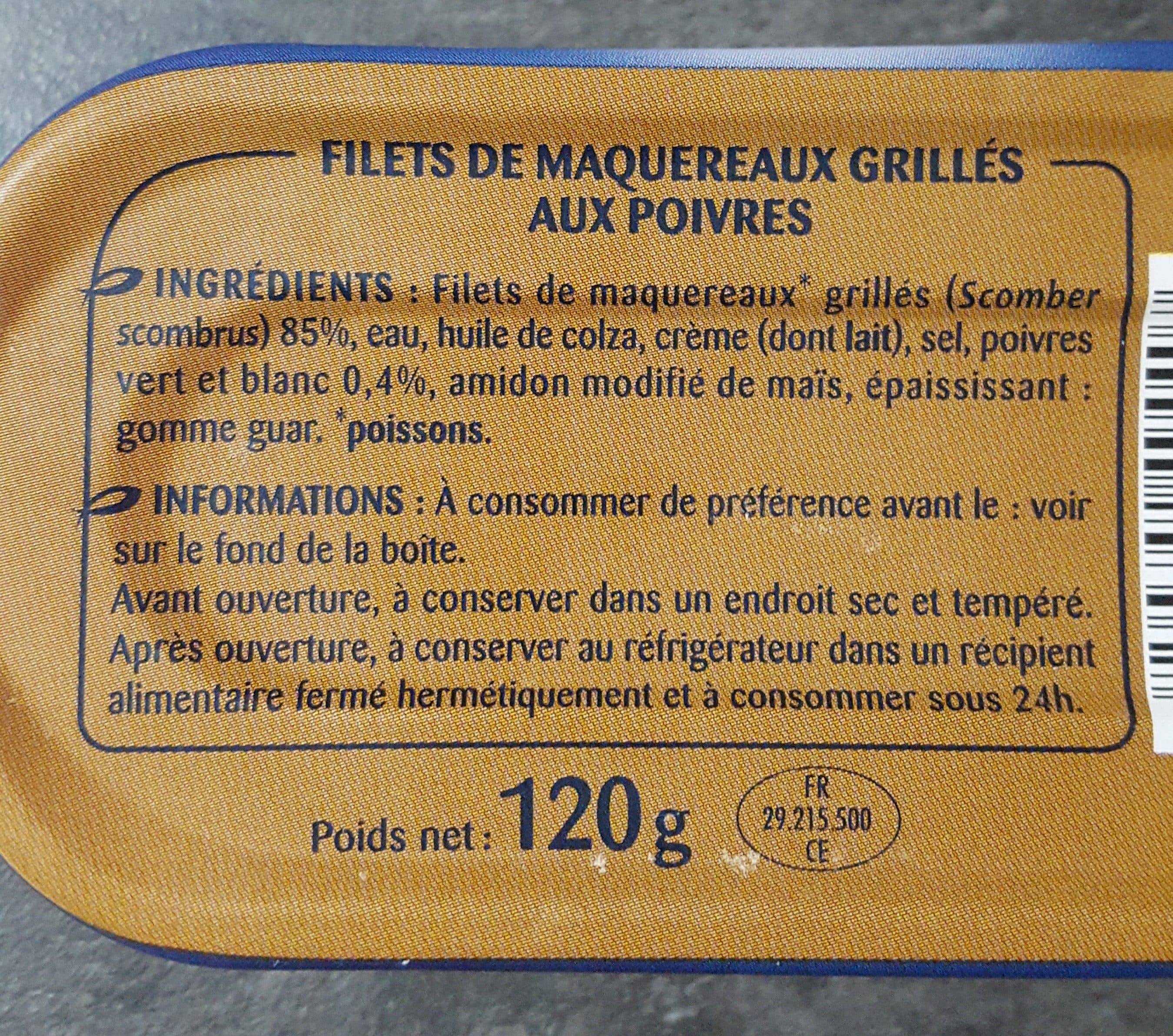 Odyssée Filets de maquereaux grillés sauce poivre 120g packshot