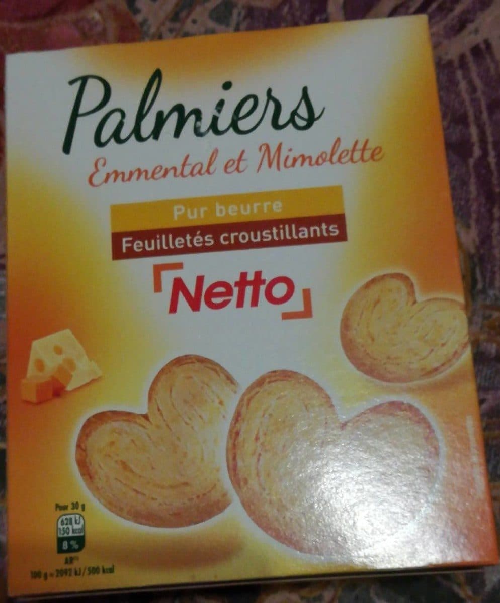 Netto Palmiers feuilletés emmental mimolette 100g packshot
