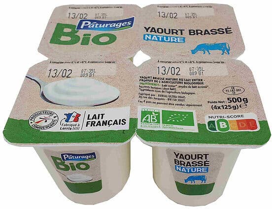 Eurial Yaourt brassé nature bio 4x125g packshot