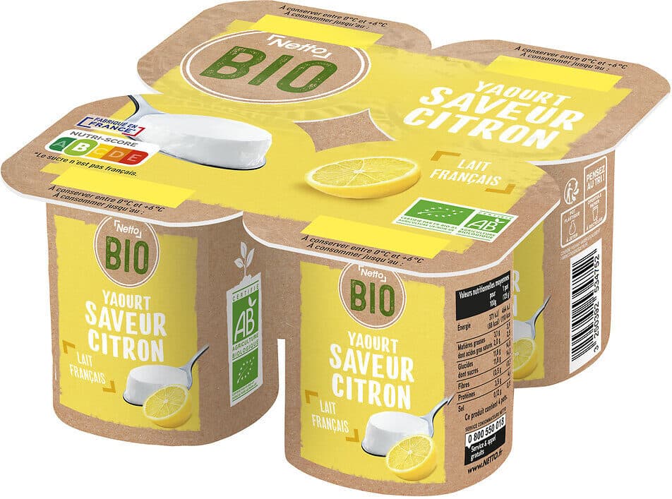 Netto Yaourt étuvé bio citron 4x125g packshot