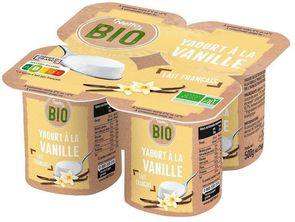 Netto Yaourt étuvé bio vanille 4x125g packshot