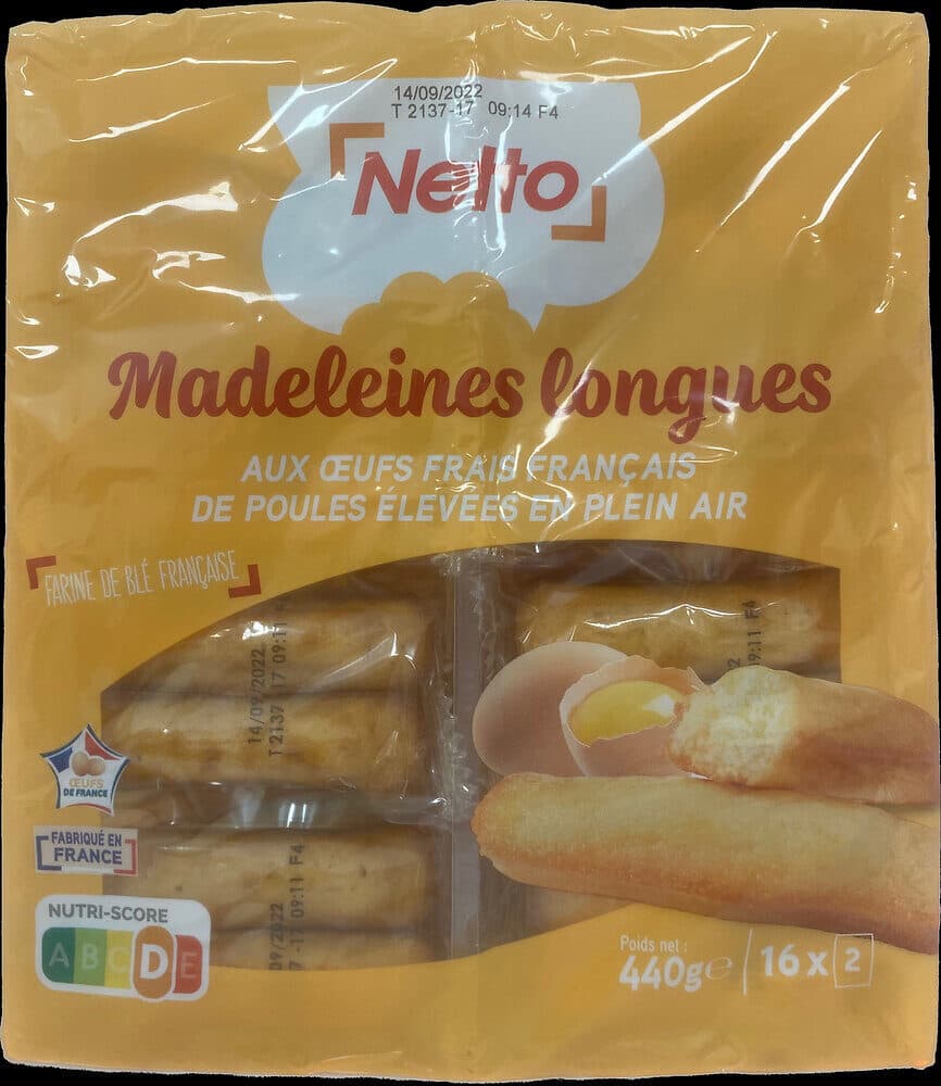 Netto Madeleines longues MGV packshot