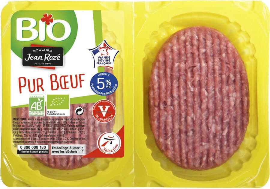 Jean Rozé Steak haché façon bouchère 5% mg bio packshot