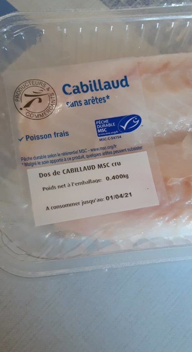 Intermarché Cabillaud sauvage sans arretes packshot