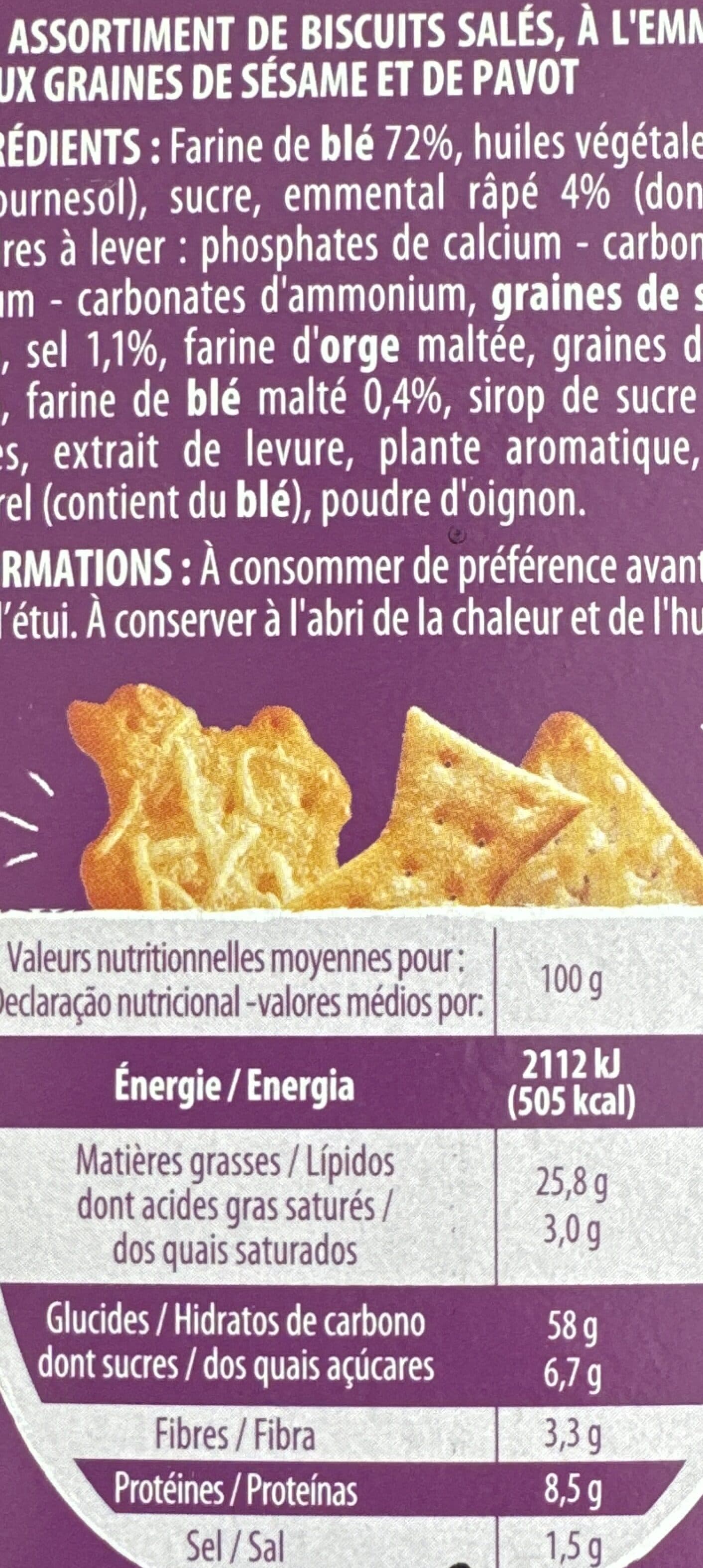 Bouton d'or Mix crackers - Salé, Emmental, Sesame & Pavot - 85g packshot
