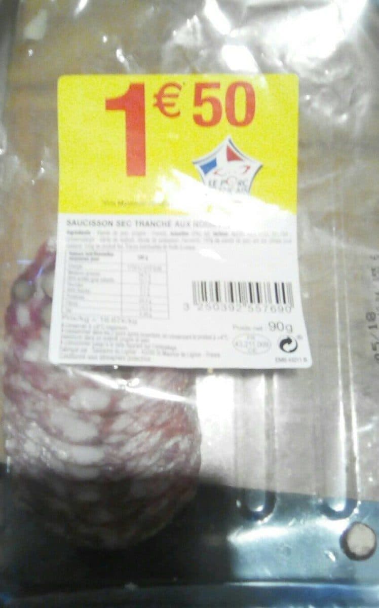 Open Food Facts Saucisson sec tranché aux noisettes packshot